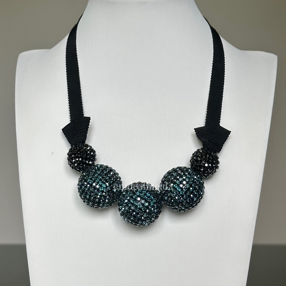 Swarovski Pin Up Indigo Teal Blue Green Black Large Ball Necklace 1110462
